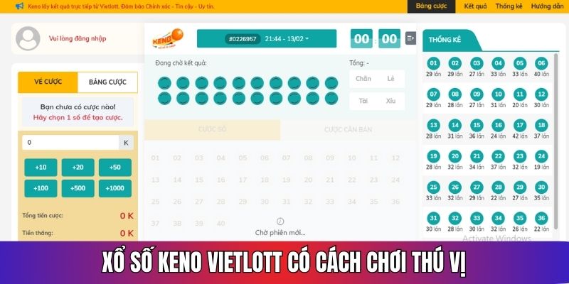 Chơi Keno có thể lựa chọn các con số thú vị cùng giải thưởng lớn